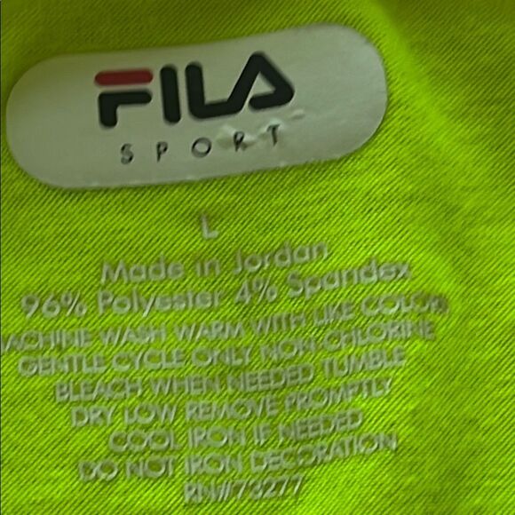 Men’s Fila neon Green Long Sleeve Performance Tee - Picture 4 of 5